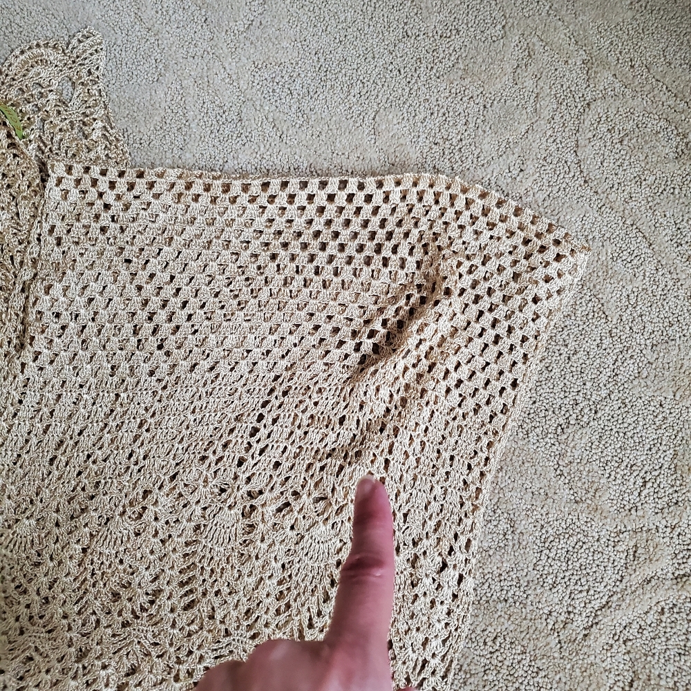 Echo Crochet Scarf Shawl Pineapple Pattern Beige … - image 7